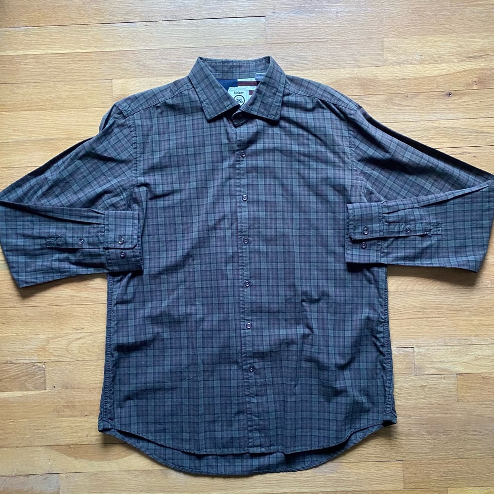 Hickey Men's Plaid Shirt - Black and Brown